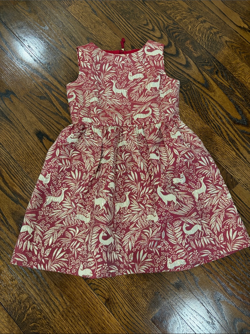 Crewcuts Jacquard Dress in Red and Gold